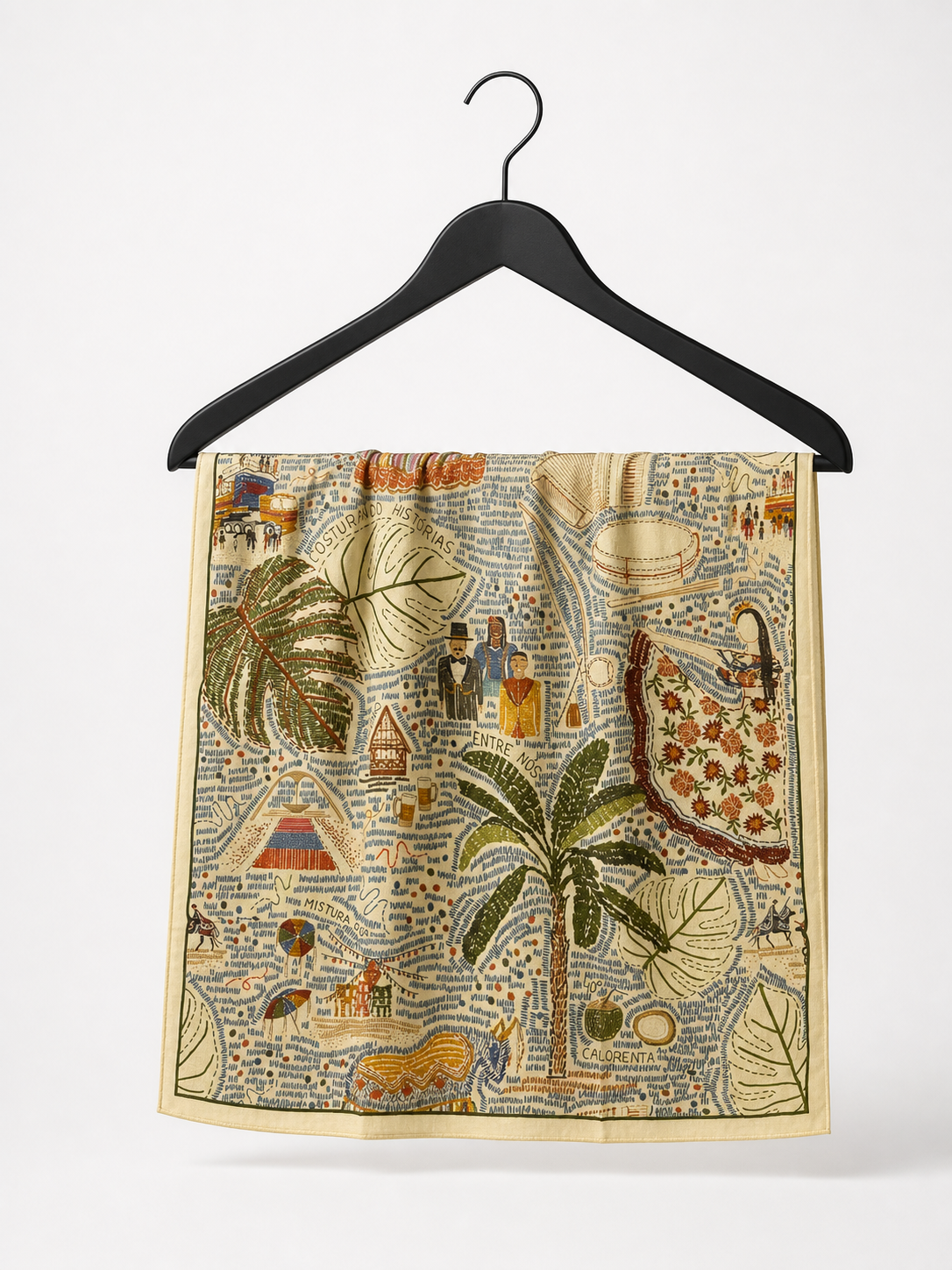 Foulard carré coton imprimé 'Carnet de Voyage'